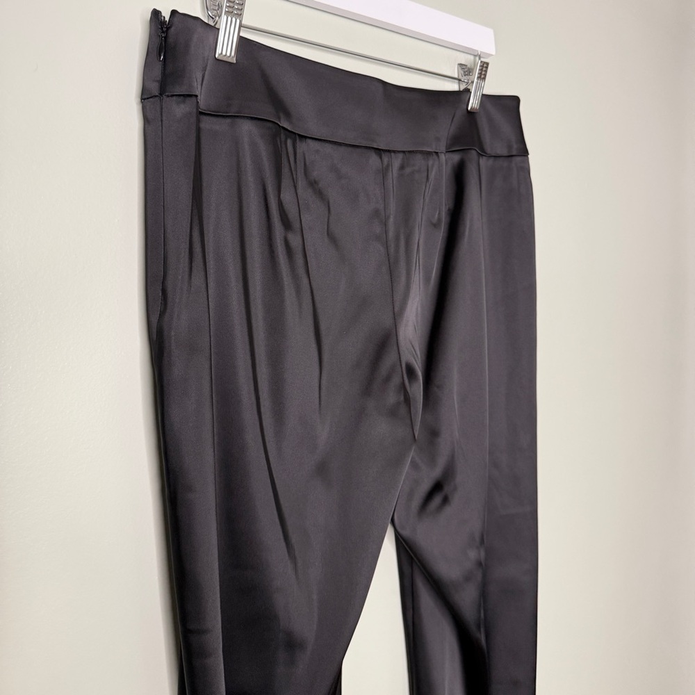 NWT White House Black Market Satin Slim Leg Trouser Pants Black Women’s Size 10 - Picture 8 of 12